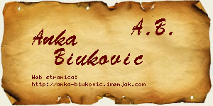 Anka Biuković vizit kartica